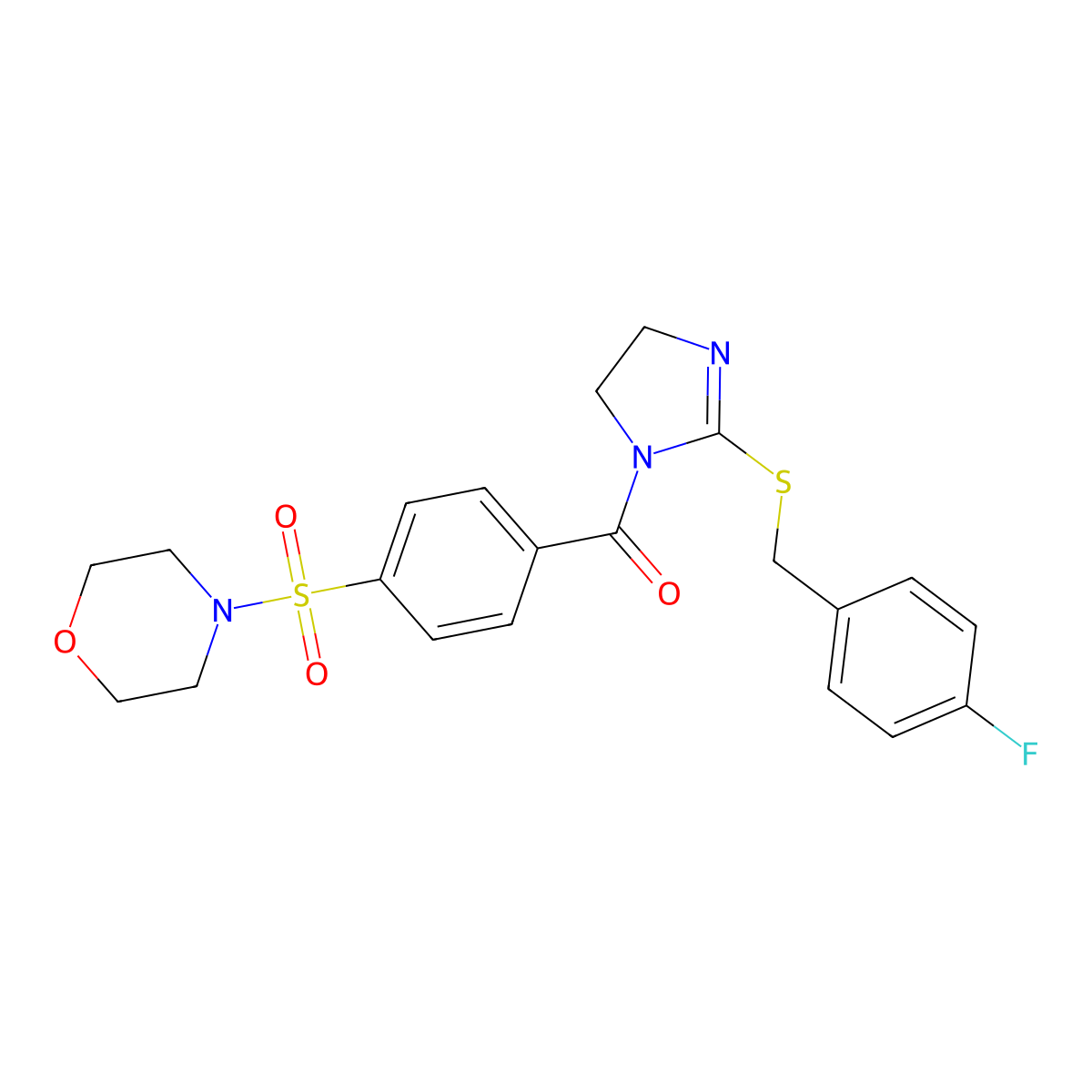 (2-((4-fluorobenzyl)thio)-4,5-dihydro-1H-imidazol-1-yl)(4-(morpholinosulfonyl)phenyl)methanone molecular structure, CAS 851800-27-6