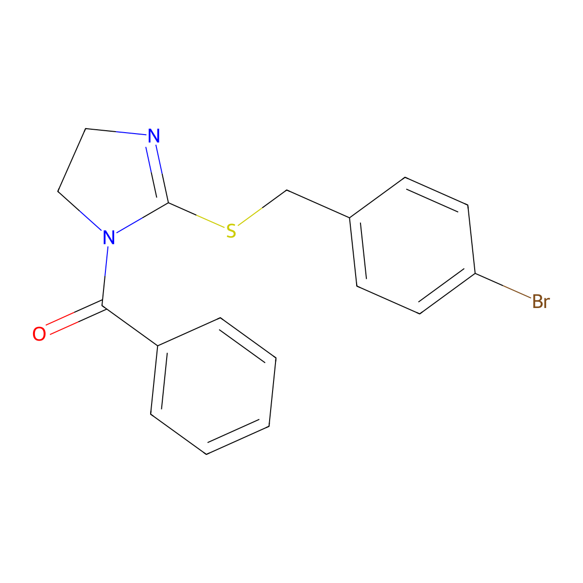 (2-((4-bromobenzyl)thio)-4,5-dihydro-1H-imidazol-1-yl)(phenyl)methanone molecular structure, CAS 851800-40-3