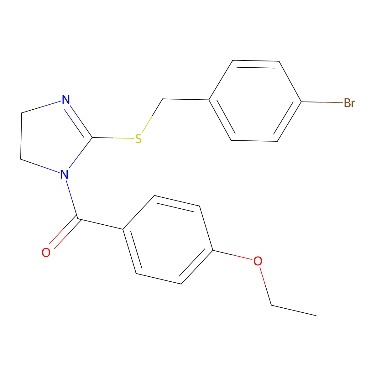 [2-[(4-Bromophenyl)methylsulfanyl]-4,5-dihydroimidazol-1-yl]-(4-ethoxyphenyl)methanone molecular structure, CAS 851800-48-1