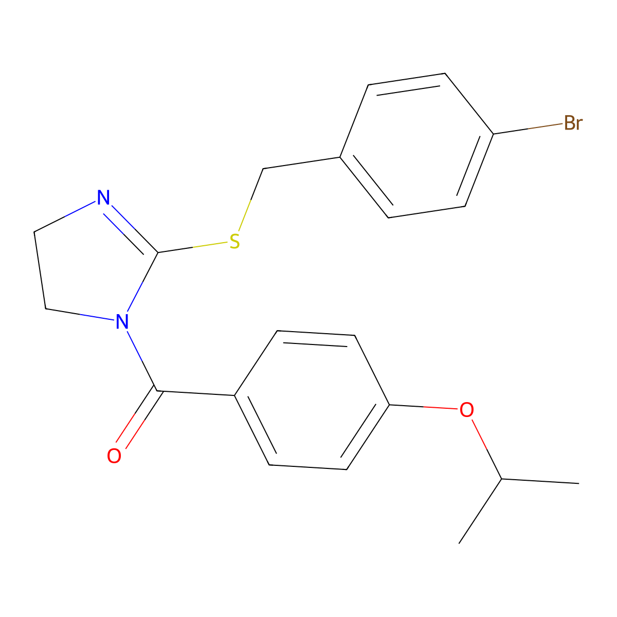 (2-((4-bromobenzyl)thio)-4,5-dihydro-1H-imidazol-1-yl)(4-isopropoxyphenyl)methanone molecular structure, CAS 851800-50-5