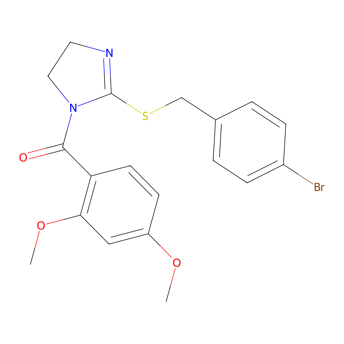 [2-[(4-Bromophenyl)methylsulfanyl]-4,5-dihydroimidazol-1-yl]-(2,4-dimethoxyphenyl)methanone molecular structure, CAS 851800-52-7