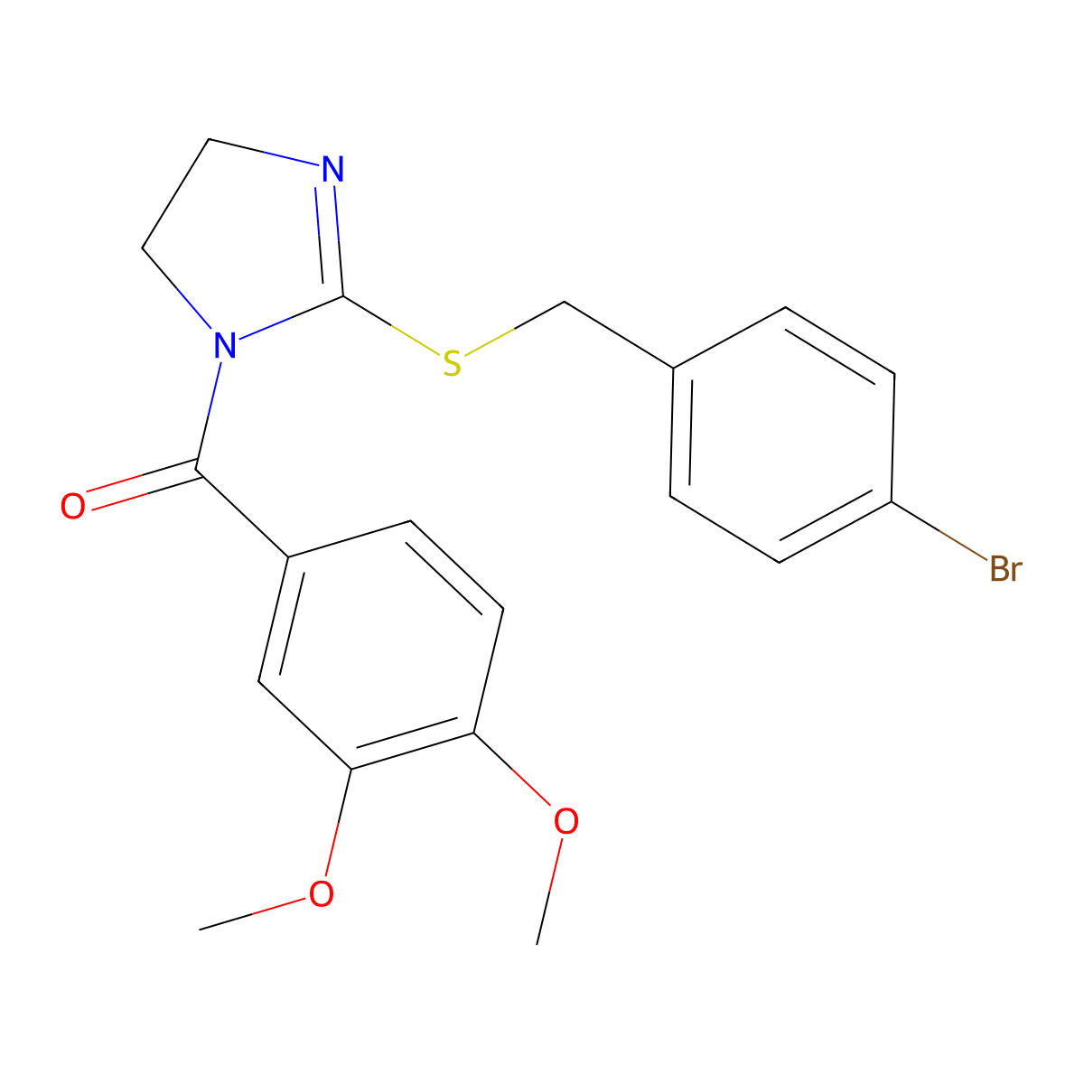 [2-[(4-Bromophenyl)methylsulfanyl]-4,5-dihydroimidazol-1-yl]-(3,4-dimethoxyphenyl)methanone molecular structure, CAS 851800-53-8