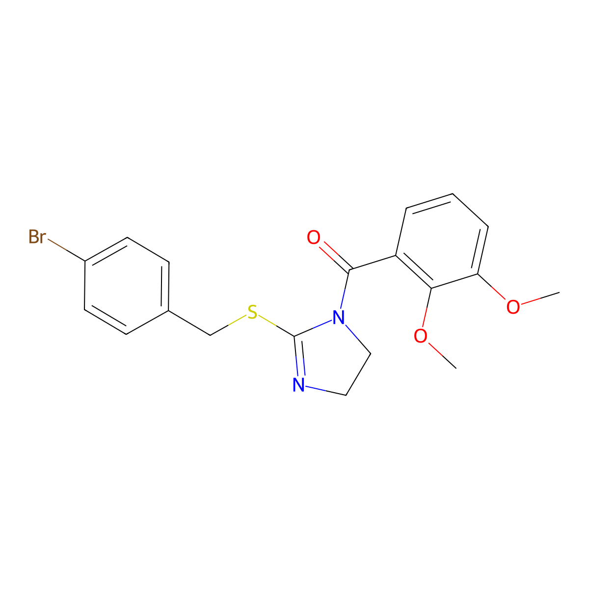 [2-[(4-Bromophenyl)methylsulfanyl]-4,5-dihydroimidazol-1-yl]-(2,3-dimethoxyphenyl)methanone molecular structure, CAS 851800-54-9