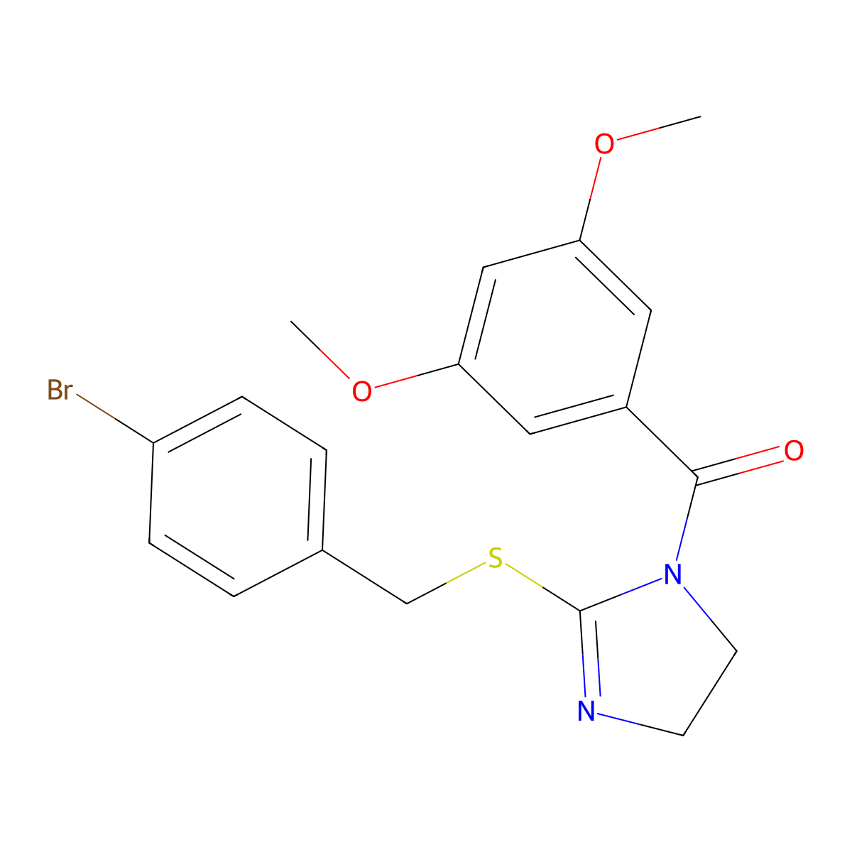 [2-[(4-Bromophenyl)methylsulfanyl]-4,5-dihydroimidazol-1-yl]-(3,5-dimethoxyphenyl)methanone molecular structure, CAS 851800-56-1