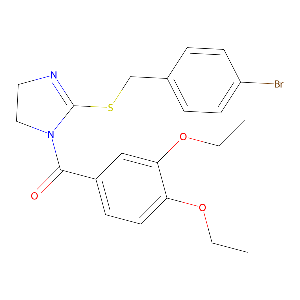 [2-[(4-Bromophenyl)methylsulfanyl]-4,5-dihydroimidazol-1-yl]-(3,4-diethoxyphenyl)methanone molecular structure, CAS 851800-58-3