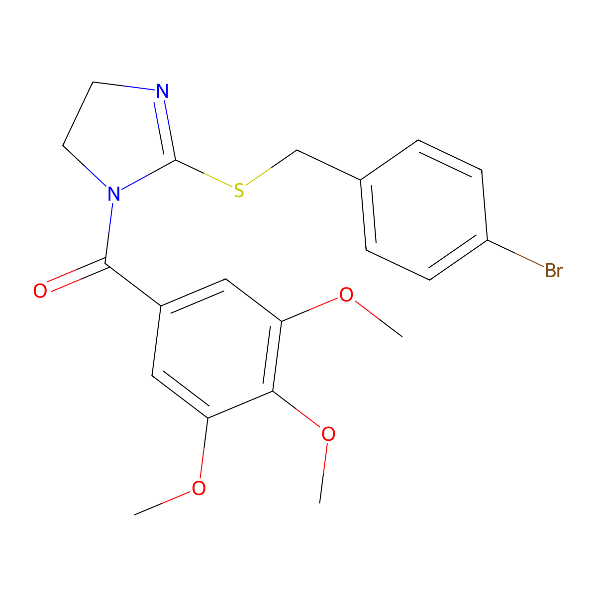 [2-[(4-Bromophenyl)methylsulfanyl]-4,5-dihydroimidazol-1-yl]-(3,4,5-trimethoxyphenyl)methanone molecular structure, CAS 851800-59-4