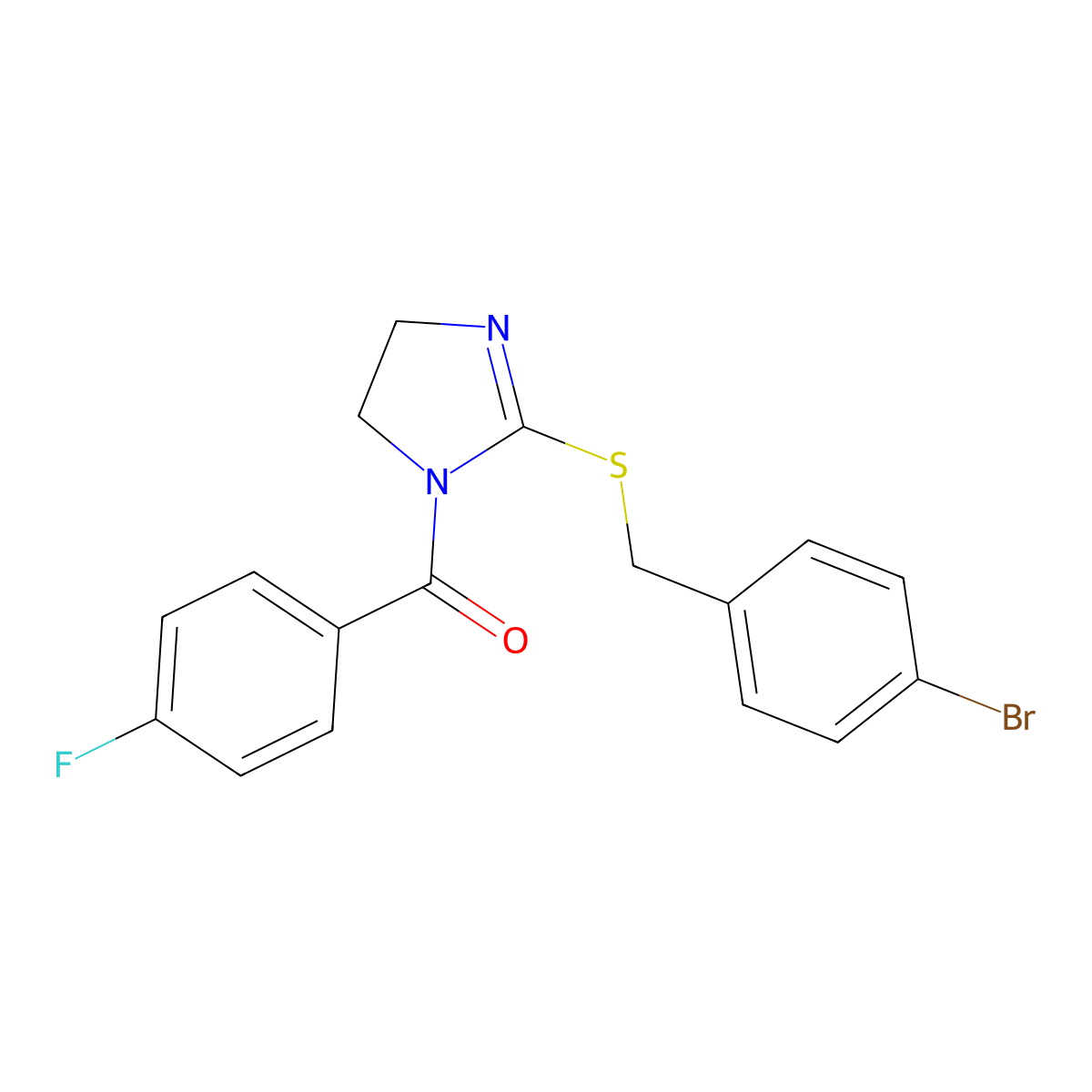 (2-((4-bromobenzyl)thio)-4,5-dihydro-1H-imidazol-1-yl)(4-fluorophenyl)methanone molecular structure, CAS 851800-62-9