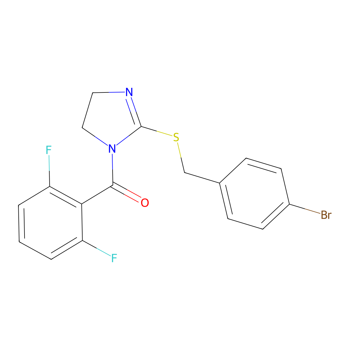 [2-[(4-Bromophenyl)methylsulfanyl]-4,5-dihydroimidazol-1-yl]-(2,6-difluorophenyl)methanone molecular structure, CAS 851800-64-1