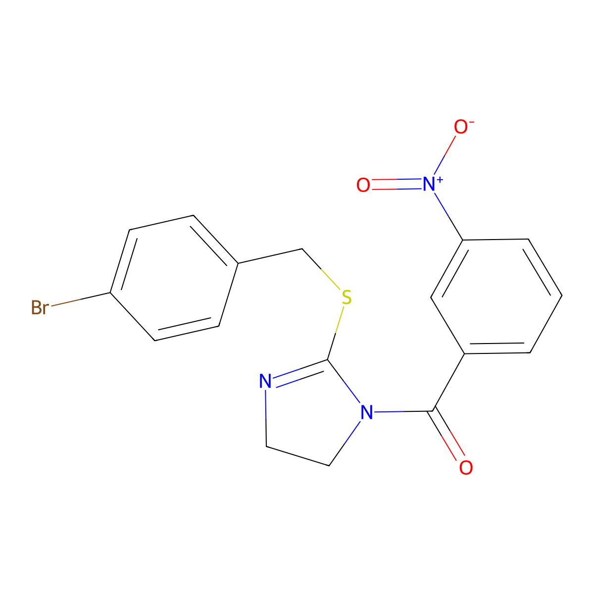 [2-[(4-Bromophenyl)methylsulfanyl]-4,5-dihydroimidazol-1-yl]-(3-nitrophenyl)methanone molecular structure, CAS 851800-68-5