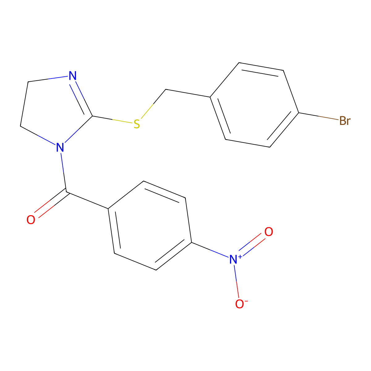 [2-[(4-Bromophenyl)methylsulfanyl]-4,5-dihydroimidazol-1-yl]-(4-nitrophenyl)methanone molecular structure, CAS 851800-69-6