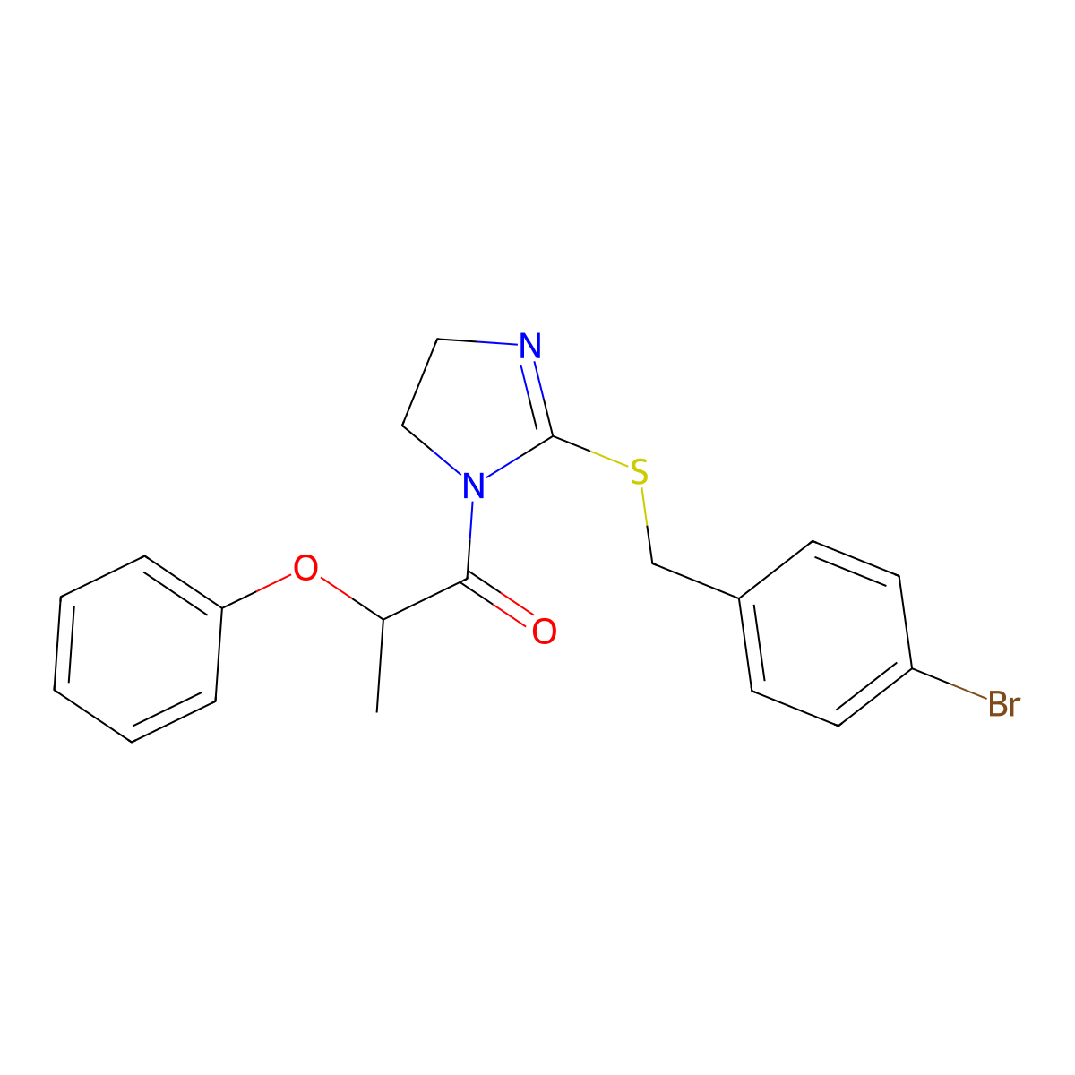 1-(2-((4-bromobenzyl)thio)-4,5-dihydro-1H-imidazol-1-yl)-2-phenoxypropan-1-one molecular structure, CAS 851800-74-3