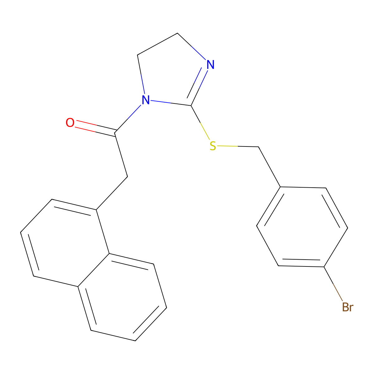 1-(2-((4-bromobenzyl)thio)-4,5-dihydro-1H-imidazol-1-yl)-2-(naphthalen-1-yl)ethanone molecular structure, CAS 851800-80-1