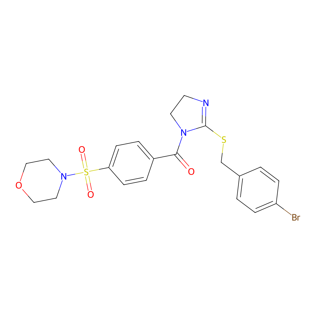 (2-((4-bromobenzyl)thio)-4,5-dihydro-1H-imidazol-1-yl)(4-(morpholinosulfonyl)phenyl)methanone molecular structure, CAS 851800-86-7