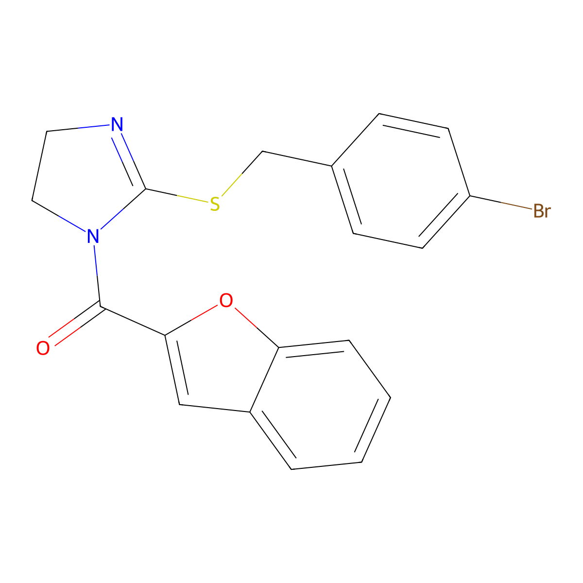 benzofuran-2-yl(2-((4-bromobenzyl)thio)-4,5-dihydro-1H-imidazol-1-yl)methanone molecular structure, CAS 851800-91-4