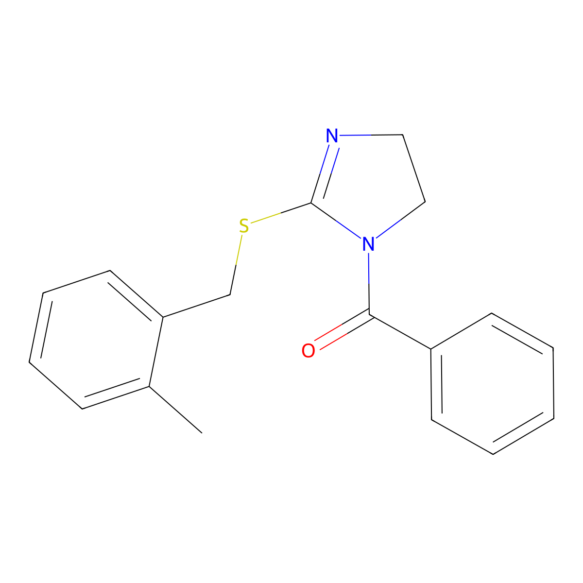 (2-((2-methylbenzyl)thio)-4,5-dihydro-1H-imidazol-1-yl)(phenyl)methanone molecular structure, CAS 851800-97-0