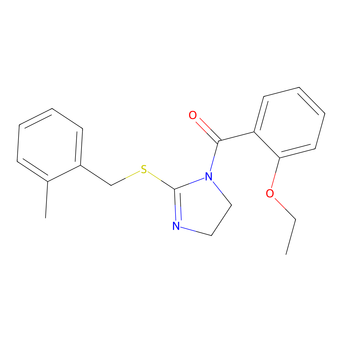 (2-ethoxyphenyl)(2-((2-methylbenzyl)thio)-4,5-dihydro-1H-imidazol-1-yl)methanone molecular structure, CAS 851801-05-3