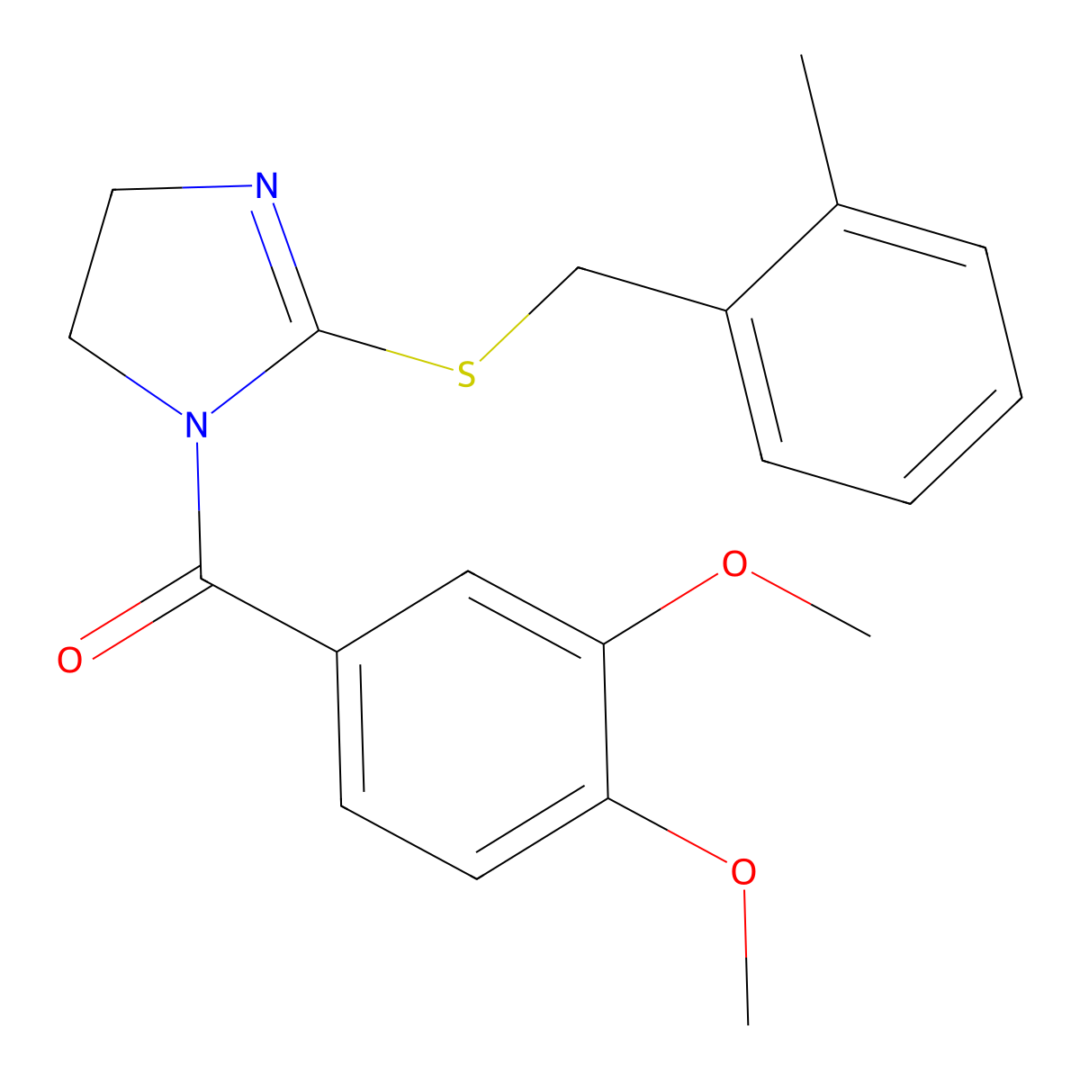 (3,4-dimethoxyphenyl)(2-((2-methylbenzyl)thio)-4,5-dihydro-1H-imidazol-1-yl)methanone molecular structure, CAS 851801-09-7