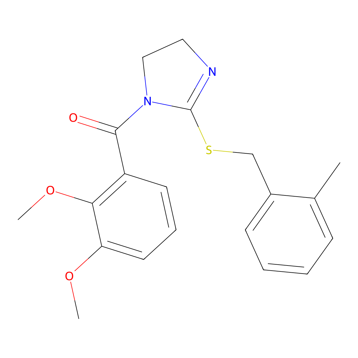 (2,3-dimethoxyphenyl)(2-((2-methylbenzyl)thio)-4,5-dihydro-1H-imidazol-1-yl)methanone molecular structure, CAS 851801-10-0