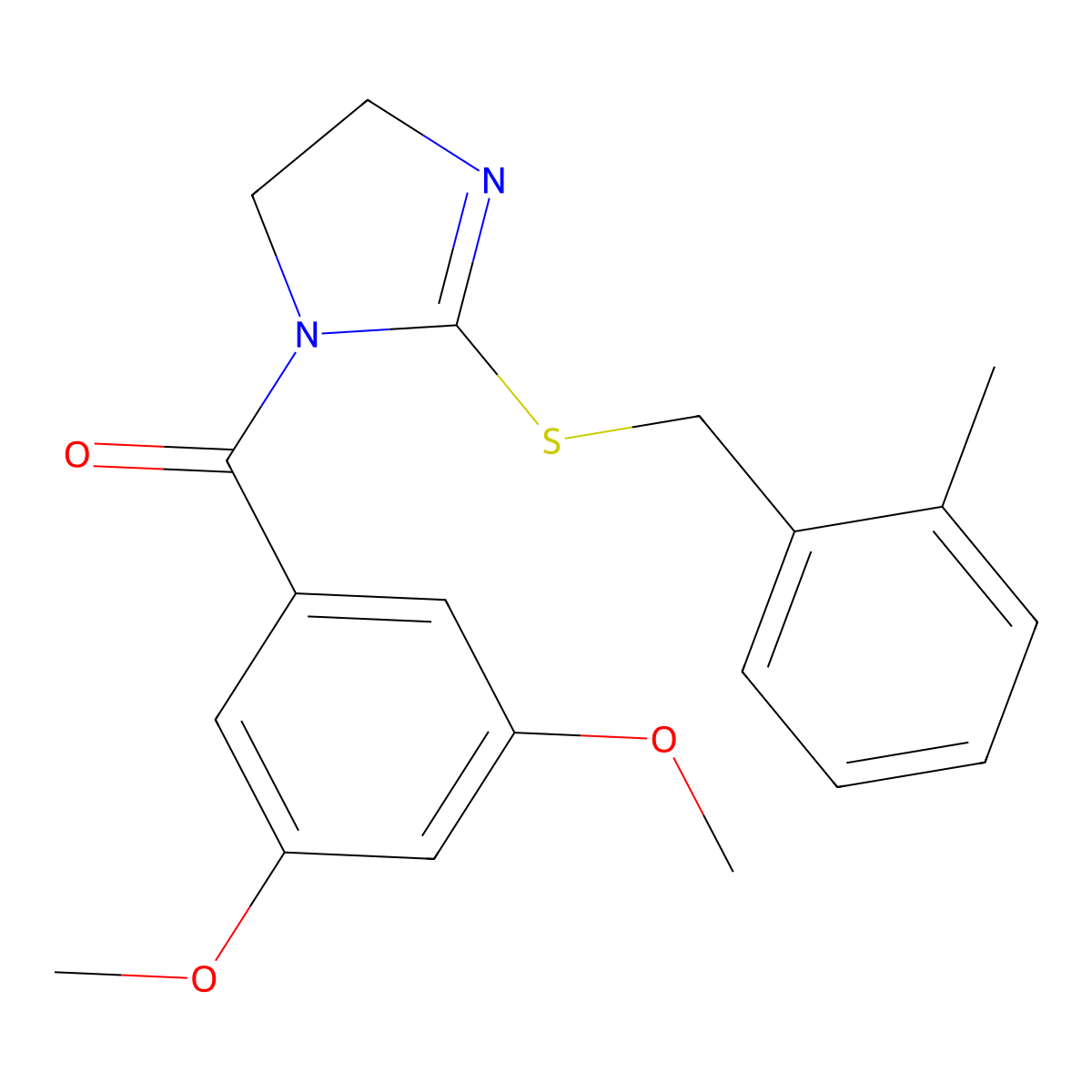 (3,5-Dimethoxyphenyl)-[2-[(2-methylphenyl)methylsulfanyl]-4,5-dihydroimidazol-1-yl]methanone molecular structure, CAS 851801-11-1