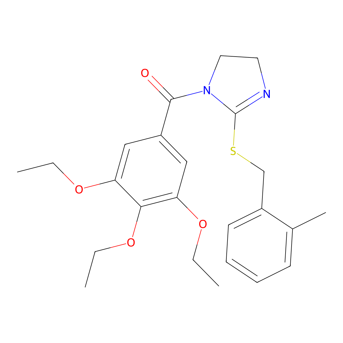[2-[(2-Methylphenyl)methylsulfanyl]-4,5-dihydroimidazol-1-yl]-(3,4,5-triethoxyphenyl)methanone molecular structure, CAS 851801-15-5