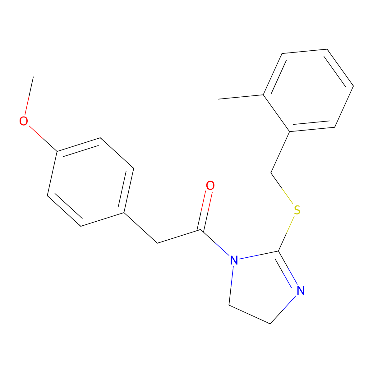 2-(4-methoxyphenyl)-1-(2-((2-methylbenzyl)thio)-4,5-dihydro-1H-imidazol-1-yl)ethanone molecular structure, CAS 851801-32-6