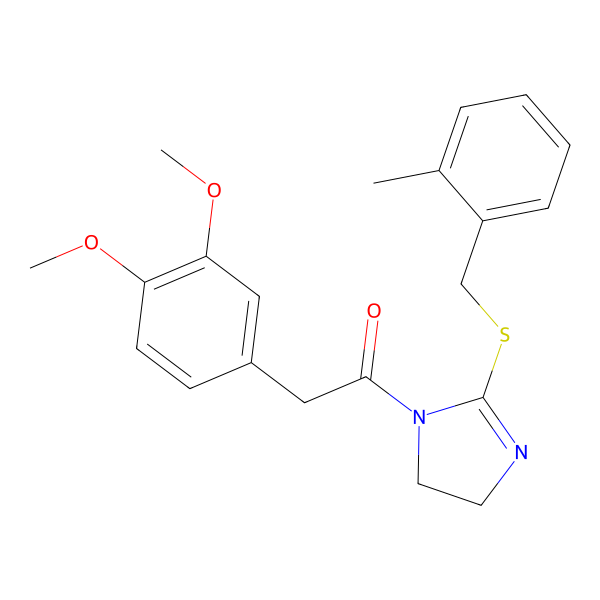 2-(3,4-dimethoxyphenyl)-1-(2-((2-methylbenzyl)thio)-4,5-dihydro-1H-imidazol-1-yl)ethanone molecular structure, CAS 851801-33-7