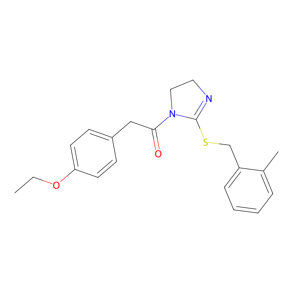 2-(4-Ethoxyphenyl)-1-[2-[(2-methylphenyl)methylsulfanyl]-4,5-dihydroimidazol-1-yl]ethanone molecular structure, CAS 851801-34-8