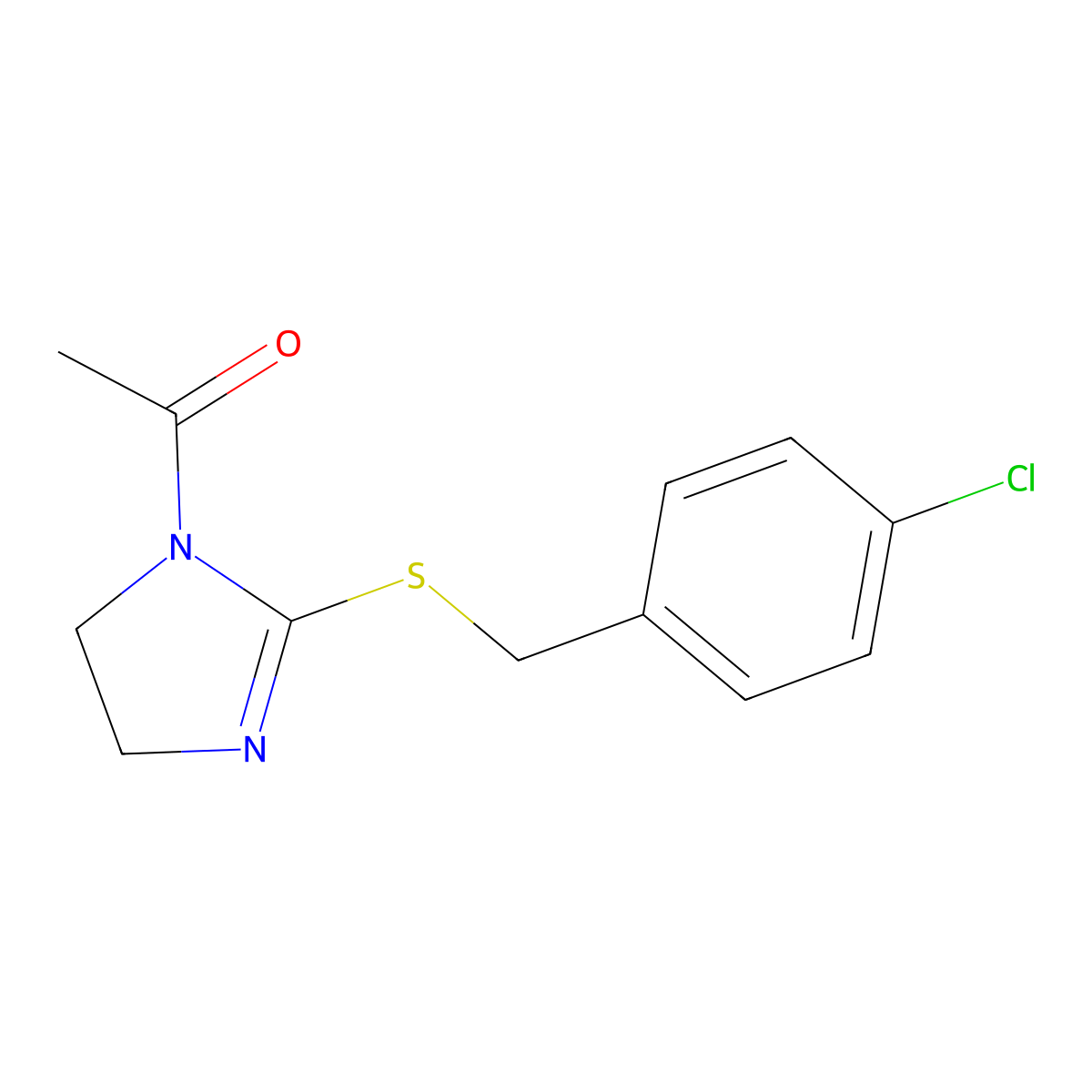 1-[2-[(4-Chlorophenyl)methylsulfanyl]-4,5-dihydroimidazol-1-yl]ethanone molecular structure, CAS 851801-45-1