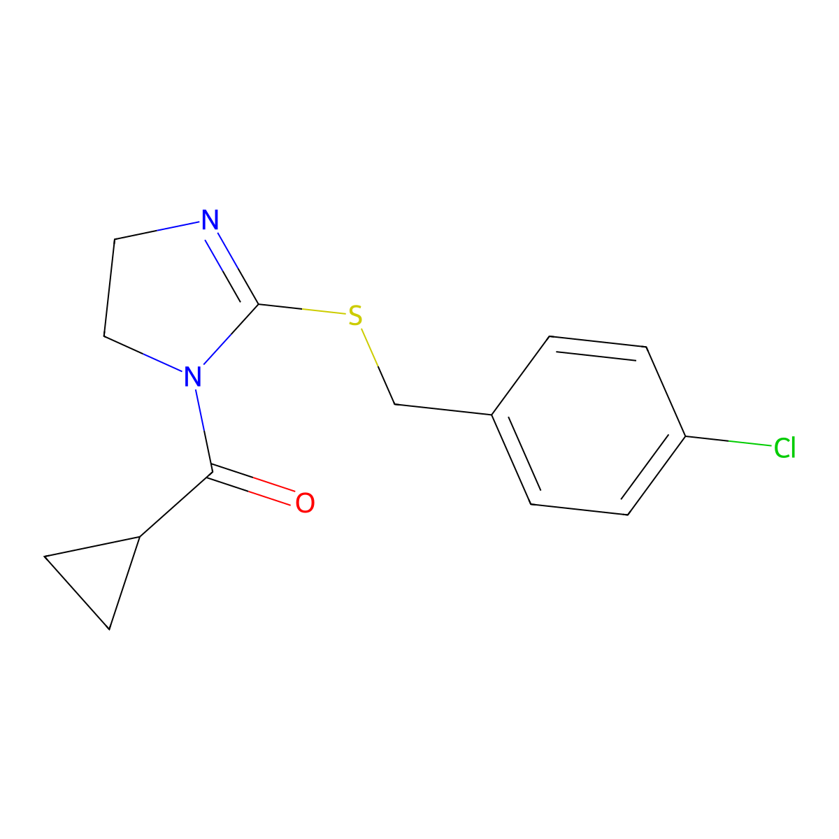 2-[(4-chlorobenzyl)thio]-1-(cyclopropylcarbonyl)-4,5-dihydro-1H-imidazole molecular structure, CAS 851801-47-3