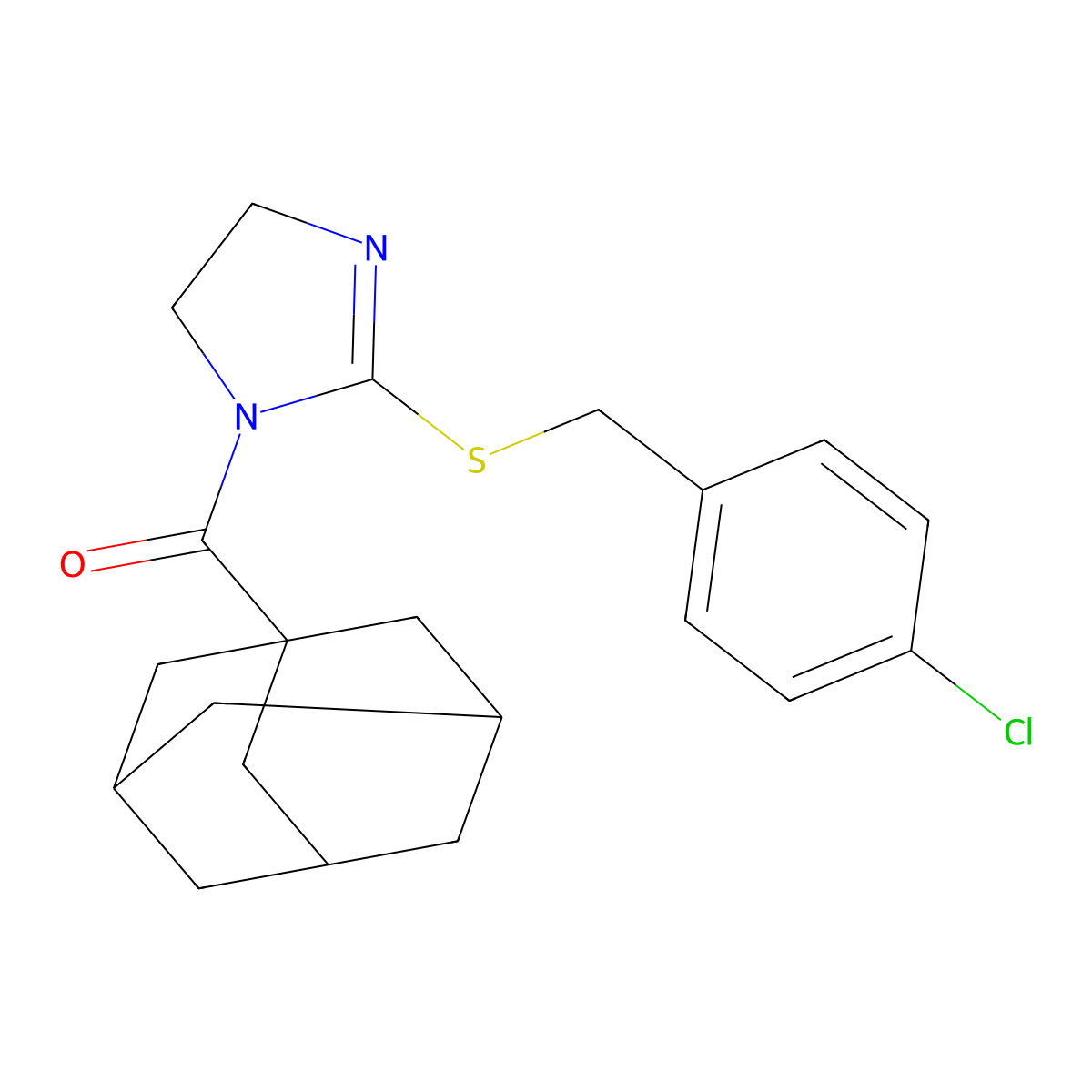 1-Adamantyl-[2-[(4-chlorophenyl)methylsulfanyl]-4,5-dihydroimidazol-1-yl]methanone molecular structure, CAS 851801-50-8