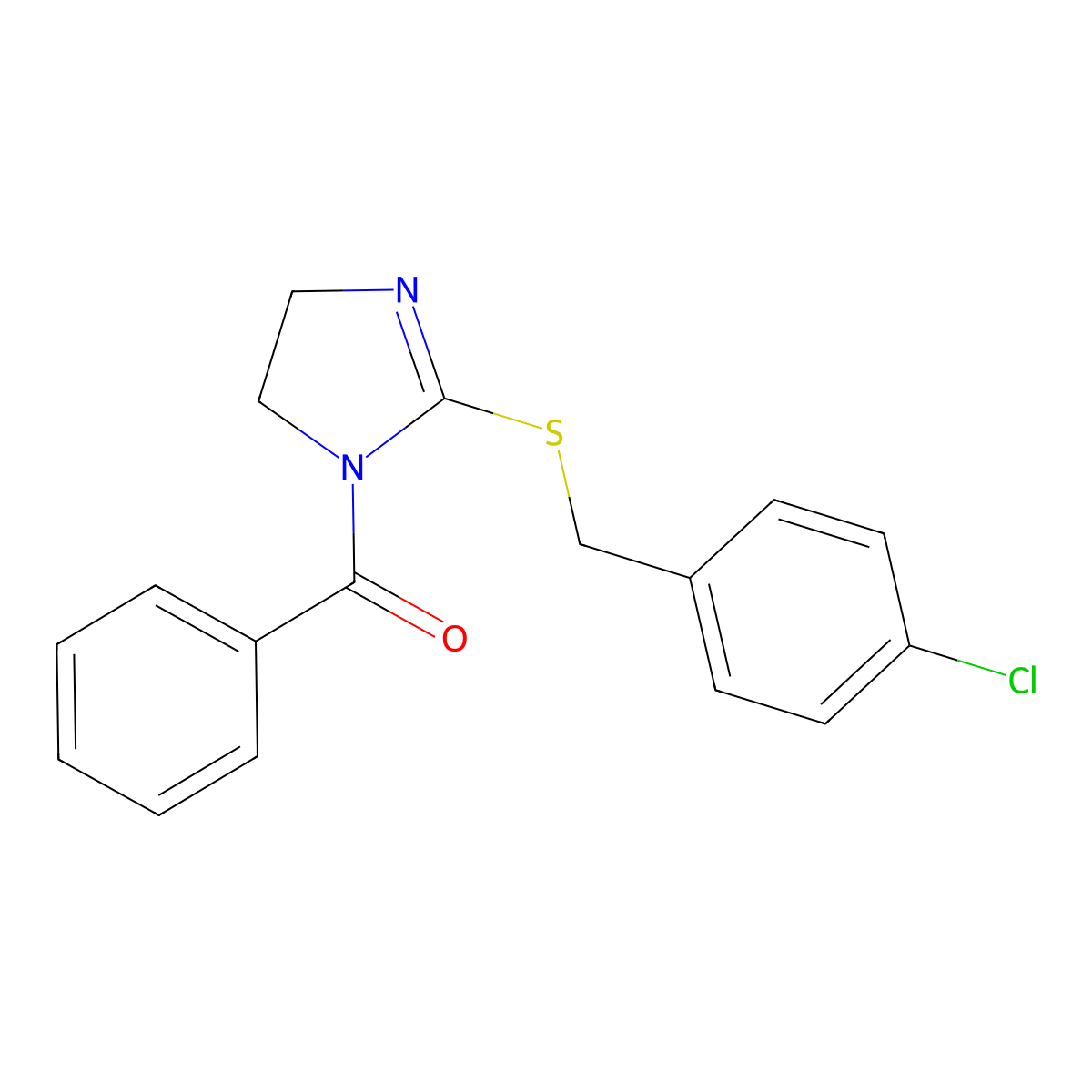 [2-[(4-Chlorophenyl)methylsulfanyl]-4,5-dihydroimidazol-1-yl]-phenylmethanone molecular structure, CAS 851801-51-9