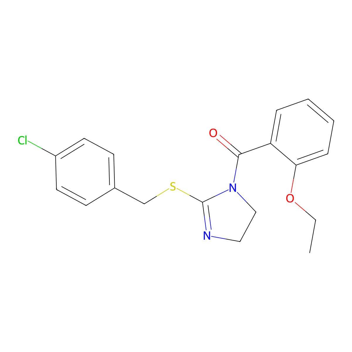 [2-[(4-Chlorophenyl)methylsulfanyl]-4,5-dihydroimidazol-1-yl]-(2-ethoxyphenyl)methanone molecular structure, CAS 851801-58-6