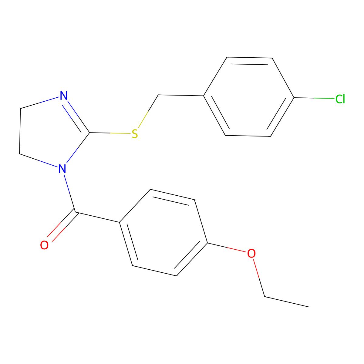 (2-((4-chlorobenzyl)thio)-4,5-dihydro-1H-imidazol-1-yl)(4-ethoxyphenyl)methanone molecular structure, CAS 851801-59-7