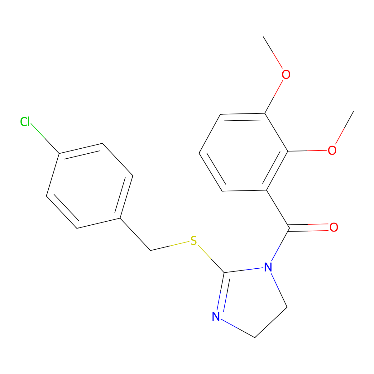 (2-((4-chlorobenzyl)thio)-4,5-dihydro-1H-imidazol-1-yl)(2,3-dimethoxyphenyl)methanone molecular structure, CAS 851801-62-2