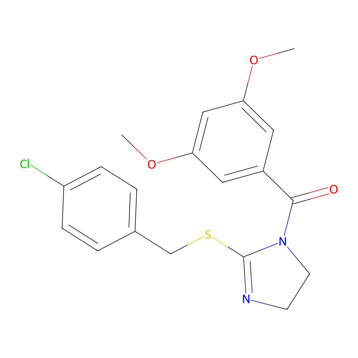 [2-[(4-Chlorophenyl)methylsulfanyl]-4,5-dihydroimidazol-1-yl]-(3,5-dimethoxyphenyl)methanone molecular structure, CAS 851801-64-4