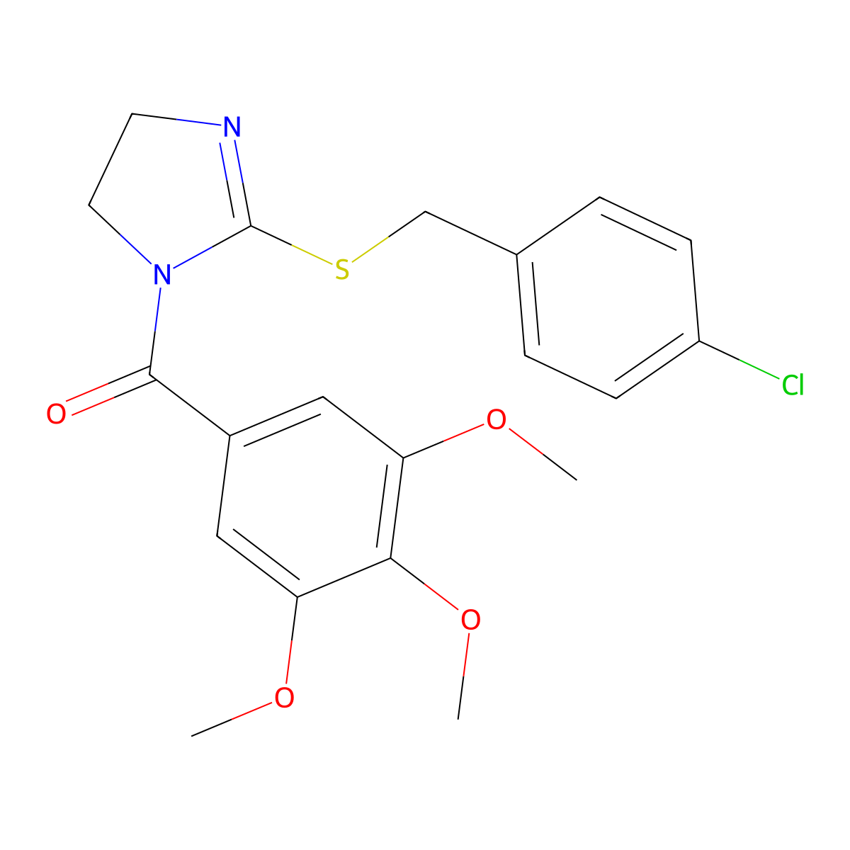 [2-[(4-Chlorophenyl)methylsulfanyl]-4,5-dihydroimidazol-1-yl]-(3,4,5-trimethoxyphenyl)methanone molecular structure, CAS 851801-67-7