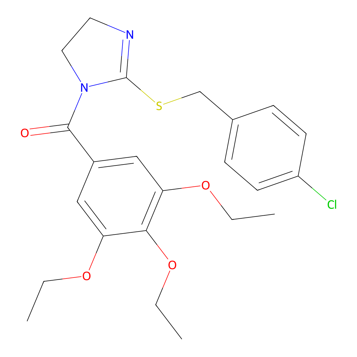 [2-[(4-Chlorophenyl)methylsulfanyl]-4,5-dihydroimidazol-1-yl]-(3,4,5-triethoxyphenyl)methanone molecular structure, CAS 851801-68-8