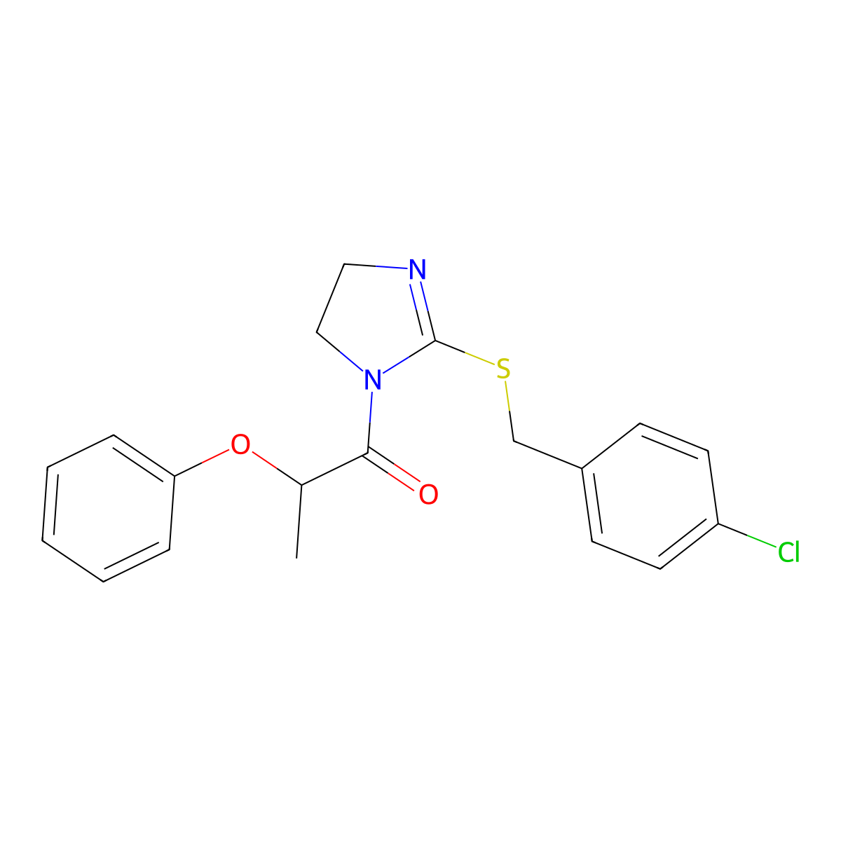 1-(2-((4-chlorobenzyl)thio)-4,5-dihydro-1H-imidazol-1-yl)-2-phenoxypropan-1-one molecular structure, CAS 851801-76-8