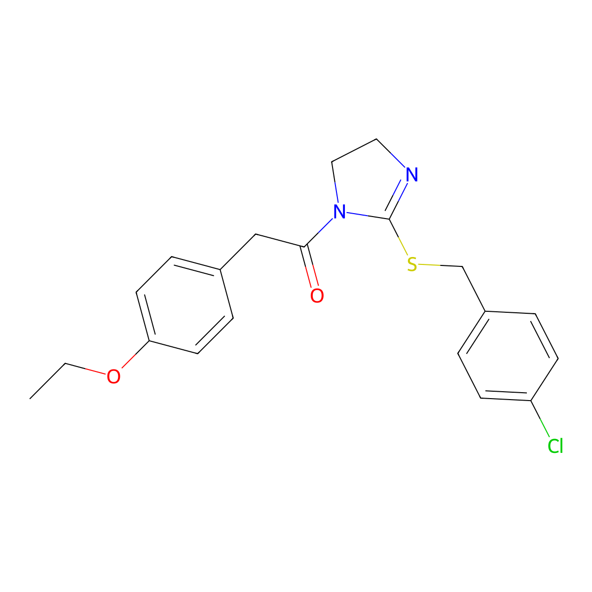 1-(2-((4-chlorobenzyl)thio)-4,5-dihydro-1H-imidazol-1-yl)-2-(4-ethoxyphenyl)ethanone molecular structure, CAS 851801-83-7