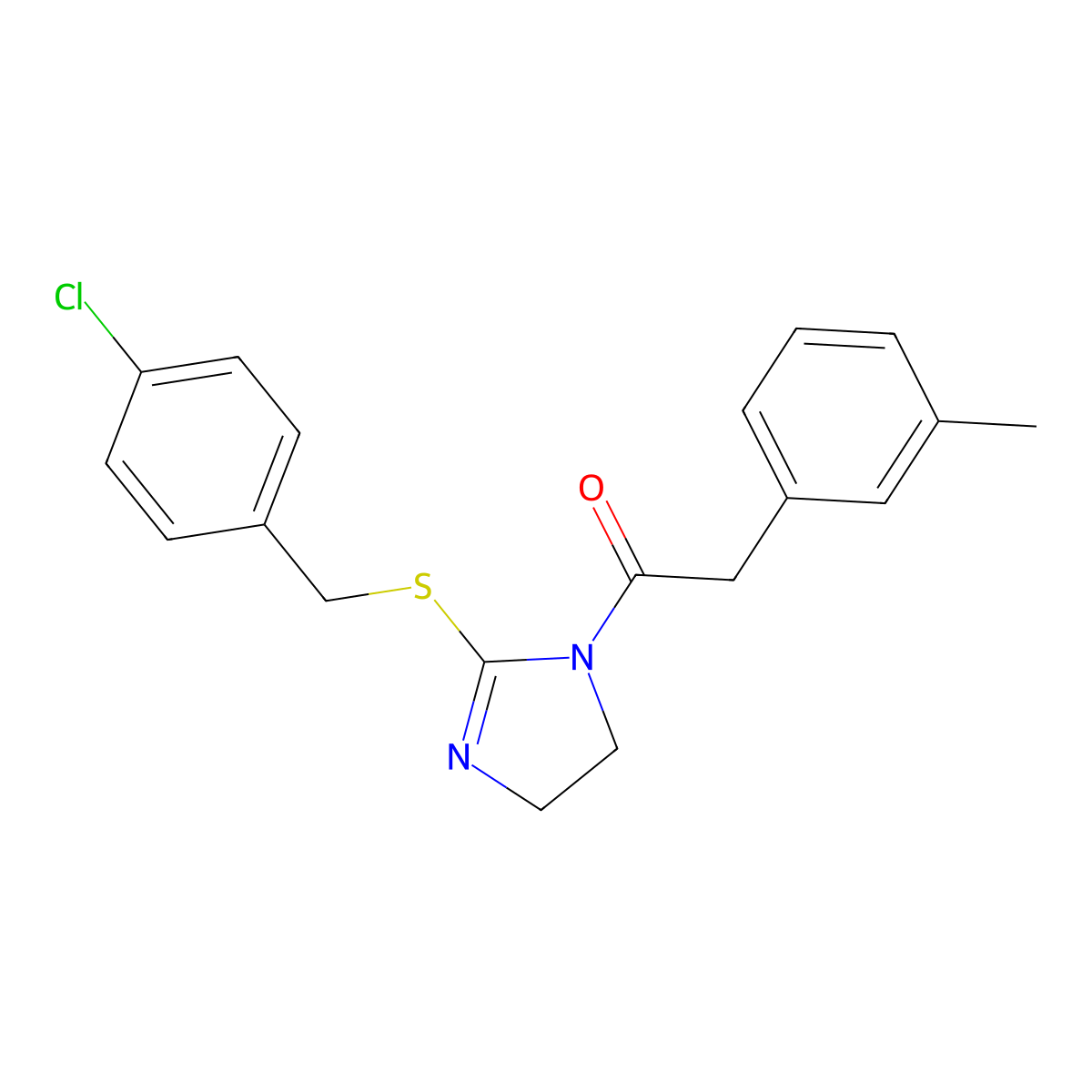 1-(2-((4-chlorobenzyl)thio)-4,5-dihydro-1H-imidazol-1-yl)-2-(m-tolyl)ethanone molecular structure, CAS 851801-87-1