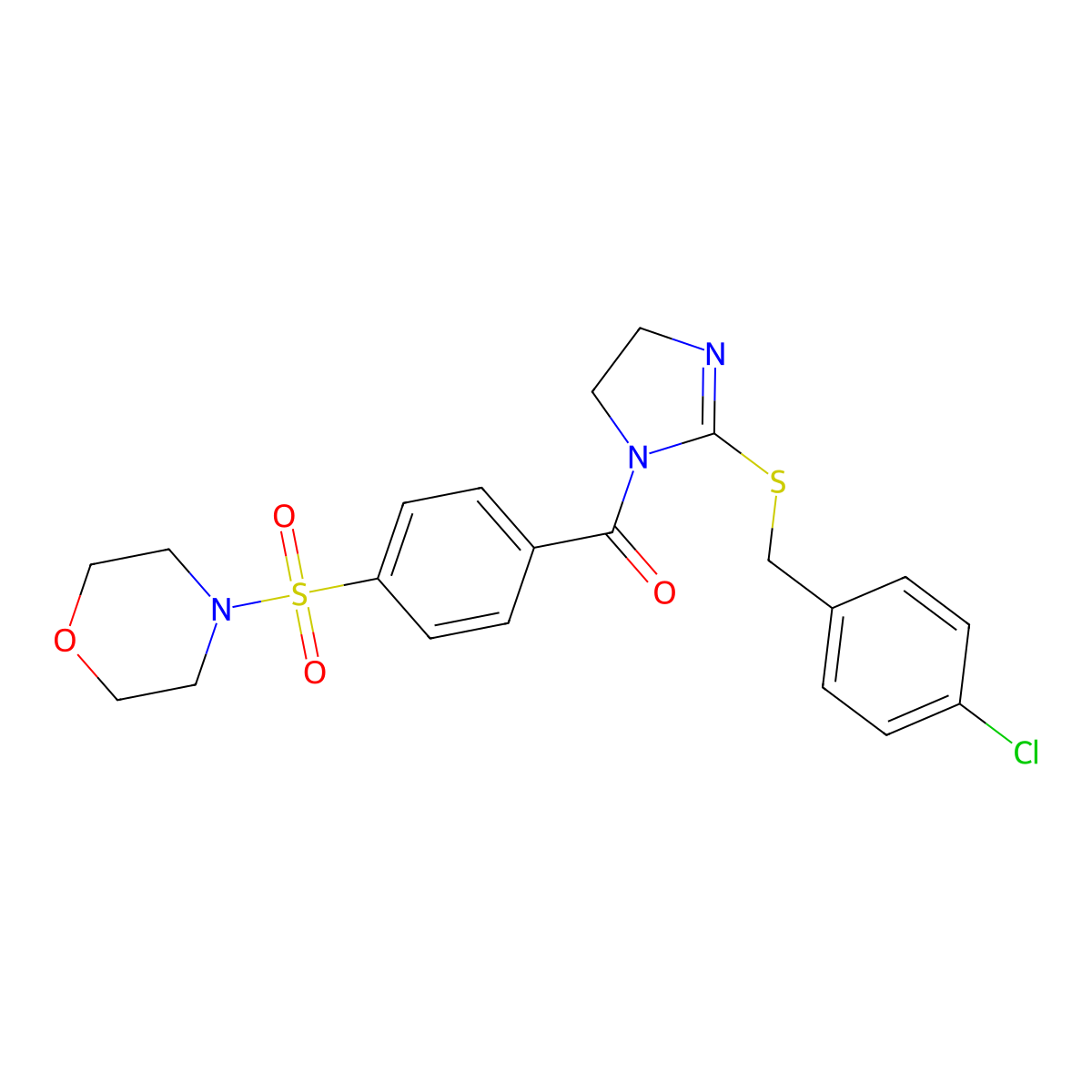 (2-((4-chlorobenzyl)thio)-4,5-dihydro-1H-imidazol-1-yl)(4-(morpholinosulfonyl)phenyl)methanone molecular structure, CAS 851801-97-3