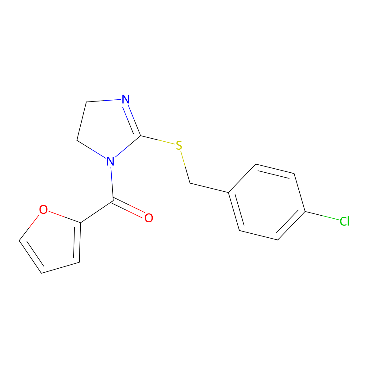[2-[(4-Chlorophenyl)methylsulfanyl]-4,5-dihydroimidazol-1-yl]-(furan-2-yl)methanone molecular structure, CAS 851801-99-5