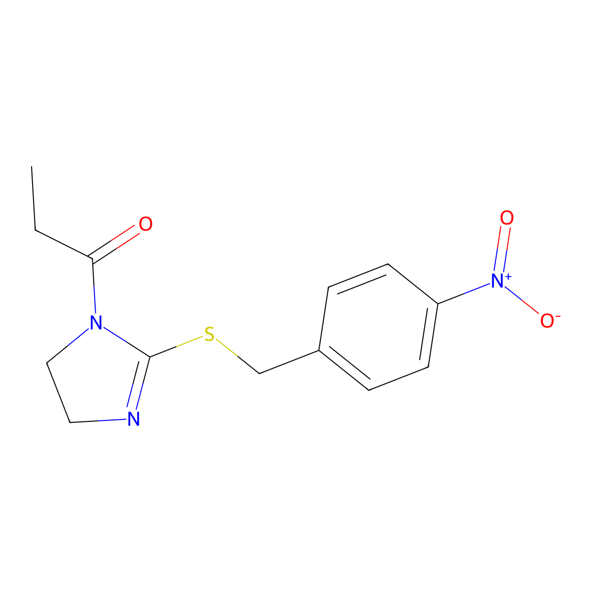 1-[2-[(4-Nitrophenyl)methylsulfanyl]-4,5-dihydroimidazol-1-yl]propan-1-one molecular structure, CAS 851802-06-7