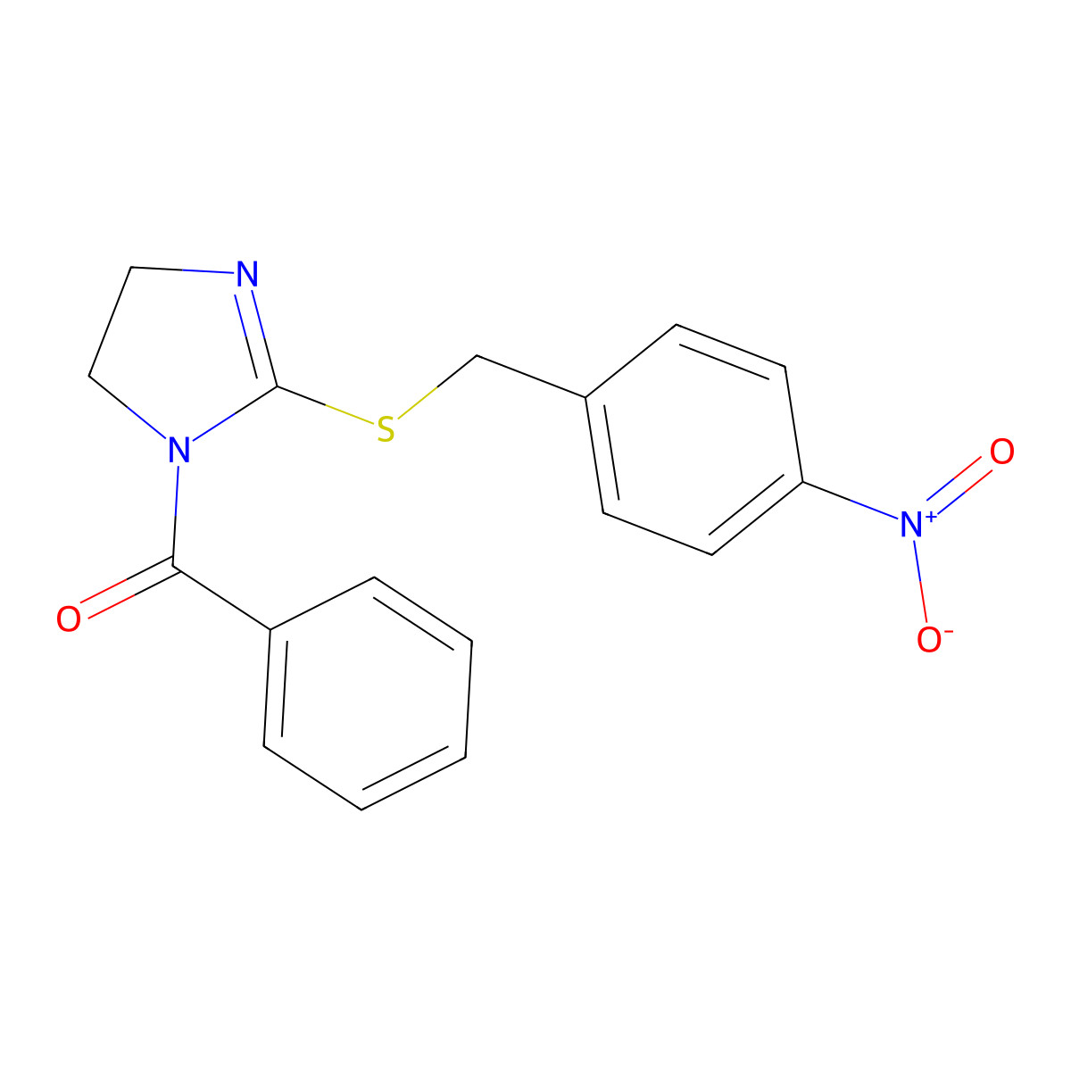 [2-[(4-Nitrophenyl)methylsulfanyl]-4,5-dihydroimidazol-1-yl]-phenylmethanone molecular structure, CAS 851802-11-4