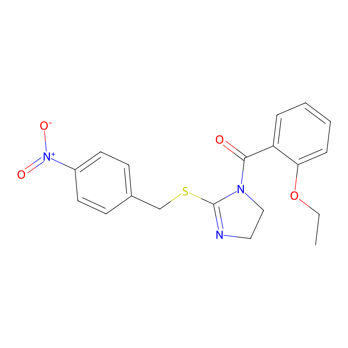 (2-Ethoxyphenyl)-[2-[(4-nitrophenyl)methylsulfanyl]-4,5-dihydroimidazol-1-yl]methanone molecular structure, CAS 851802-20-5