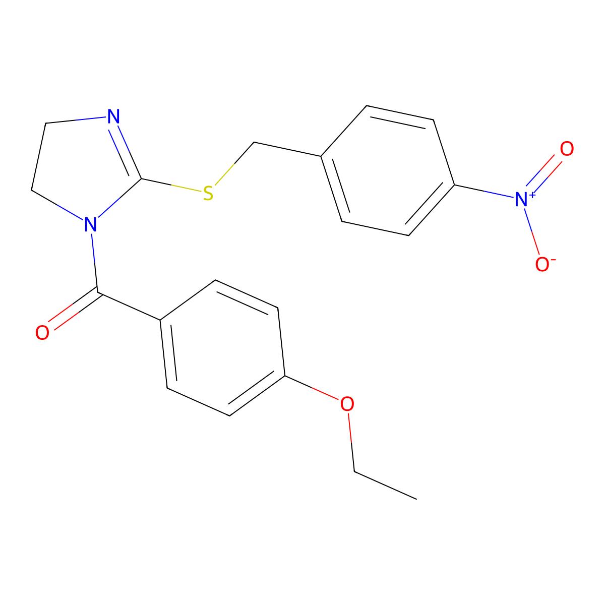 (4-Ethoxyphenyl)-[2-[(4-nitrophenyl)methylsulfanyl]-4,5-dihydroimidazol-1-yl]methanone molecular structure, CAS 851802-21-6