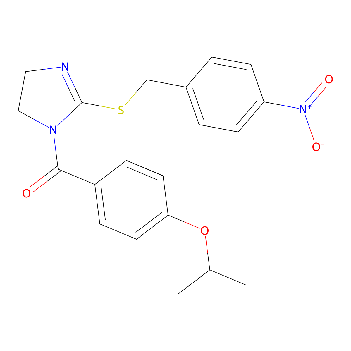 (4-isopropoxyphenyl)(2-((4-nitrobenzyl)thio)-4,5-dihydro-1H-imidazol-1-yl)methanone molecular structure, CAS 851802-22-7