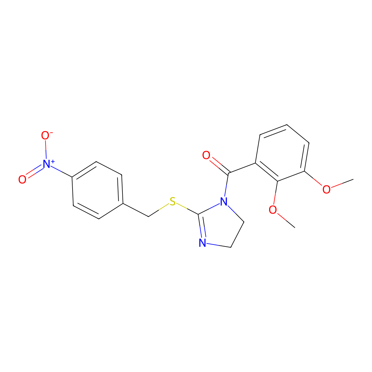 (2,3-Dimethoxyphenyl)-[2-[(4-nitrophenyl)methylsulfanyl]-4,5-dihydroimidazol-1-yl]methanone molecular structure, CAS 851802-25-0