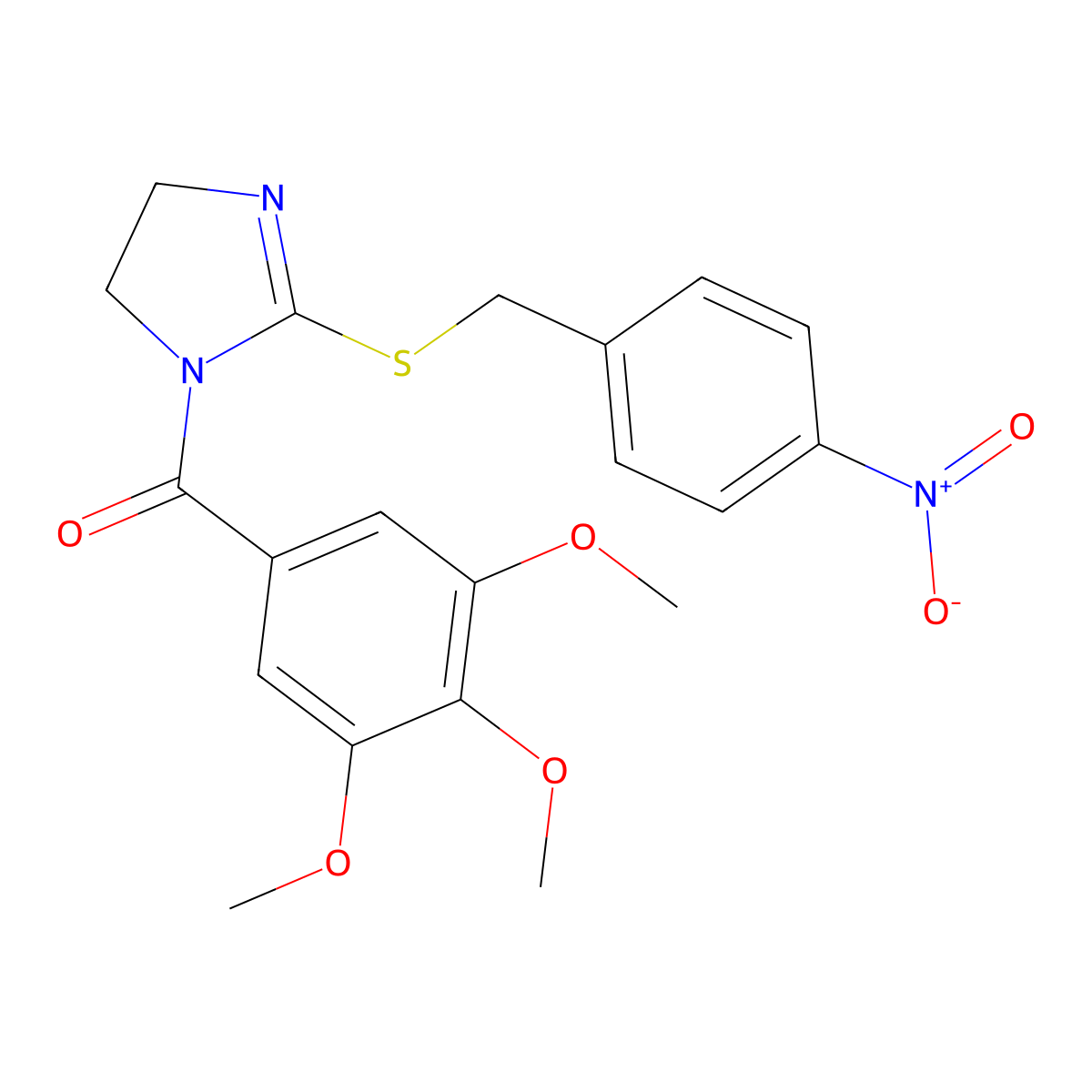 [2-[(4-Nitrophenyl)methylsulfanyl]-4,5-dihydroimidazol-1-yl]-(3,4,5-trimethoxyphenyl)methanone molecular structure, CAS 851802-29-4