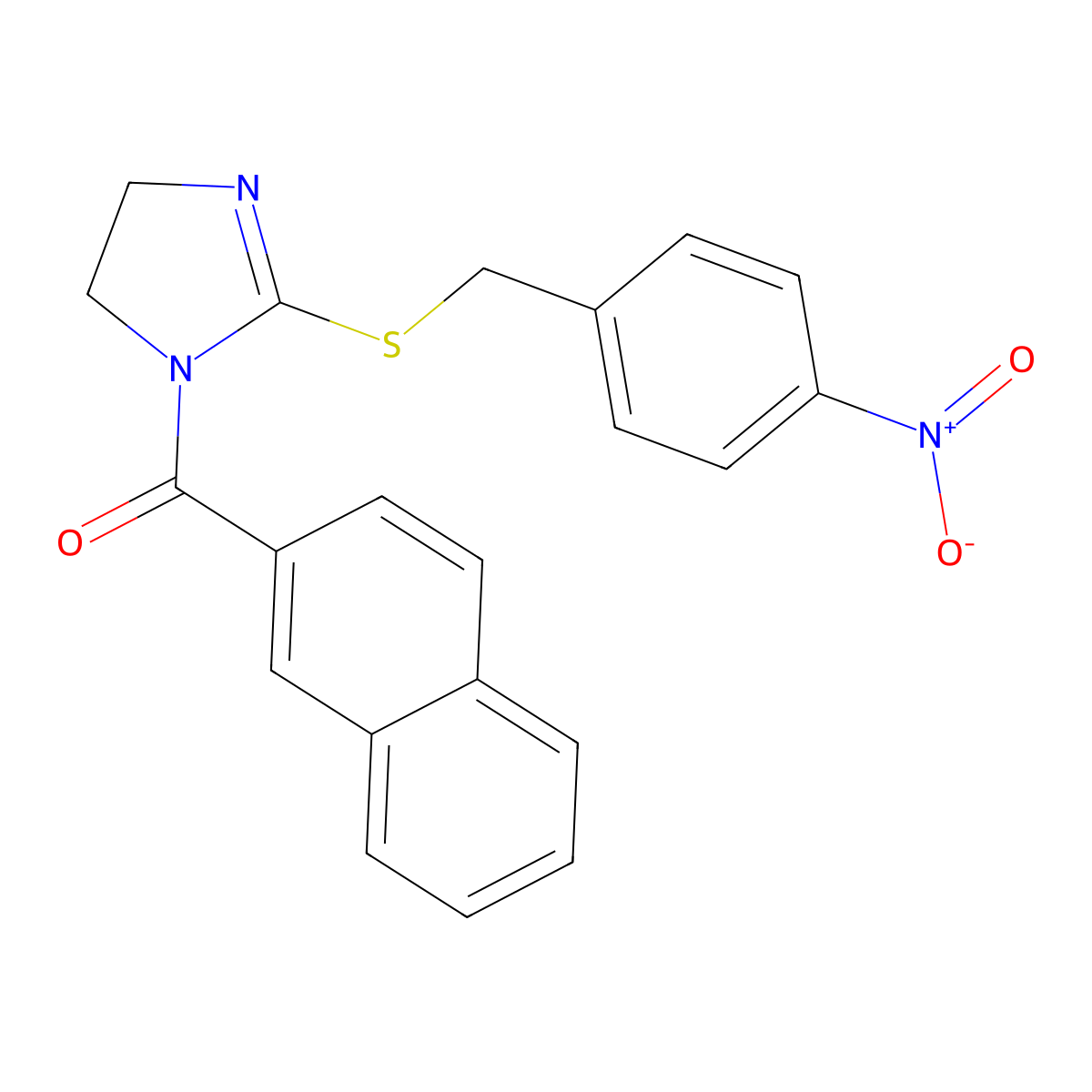 naphthalen-2-yl(2-((4-nitrobenzyl)thio)-4,5-dihydro-1H-imidazol-1-yl)methanone molecular structure, CAS 851802-43-2
